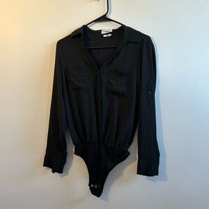 Express black women’s button up bodysuit dress shirt